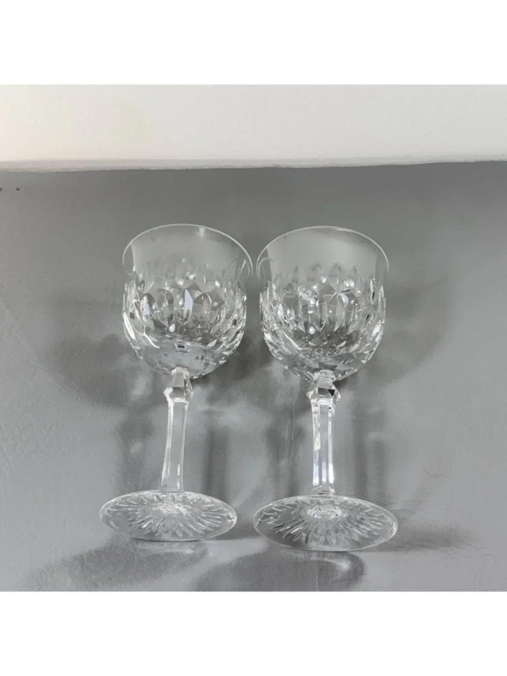 Vintage Josair German Cut Crystal Wine Glasses Set of 2 Lead Crystal Stemware